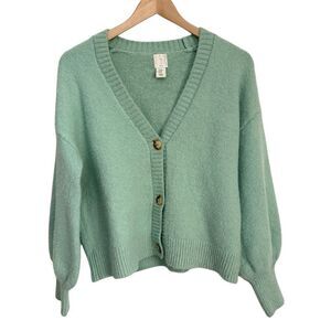 Joie Mint Green Eyelash Cardigan Sweater